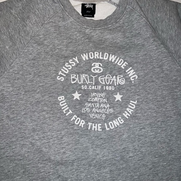 Stussy Worldwide Inc. Rare Heather Gray sweatshirt Vintage size L - Picture 4 of 5
